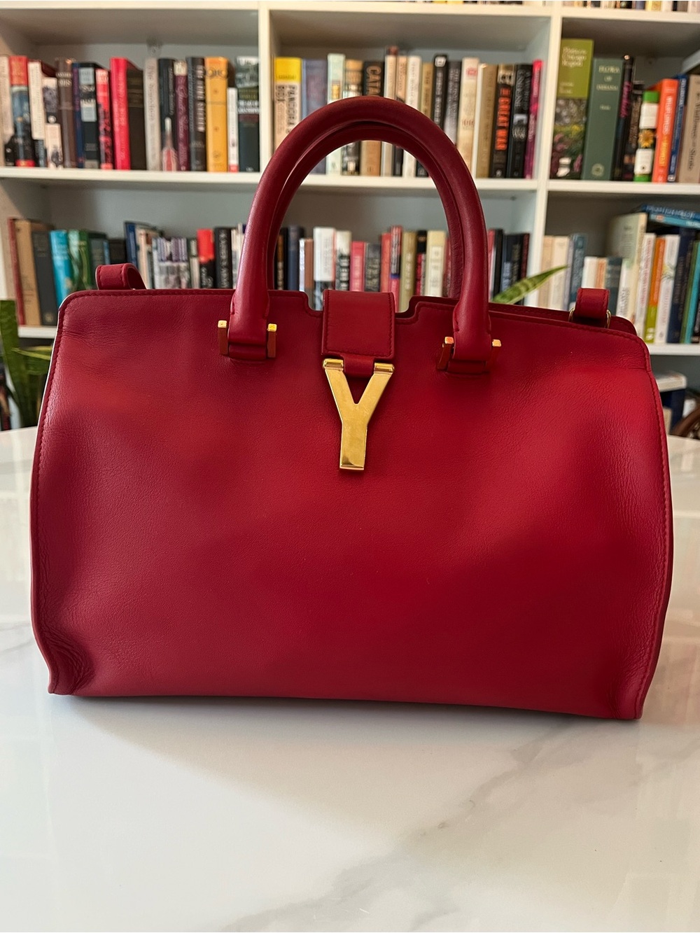 Saint Laurent Raspberry Red Cabas Leather Tote